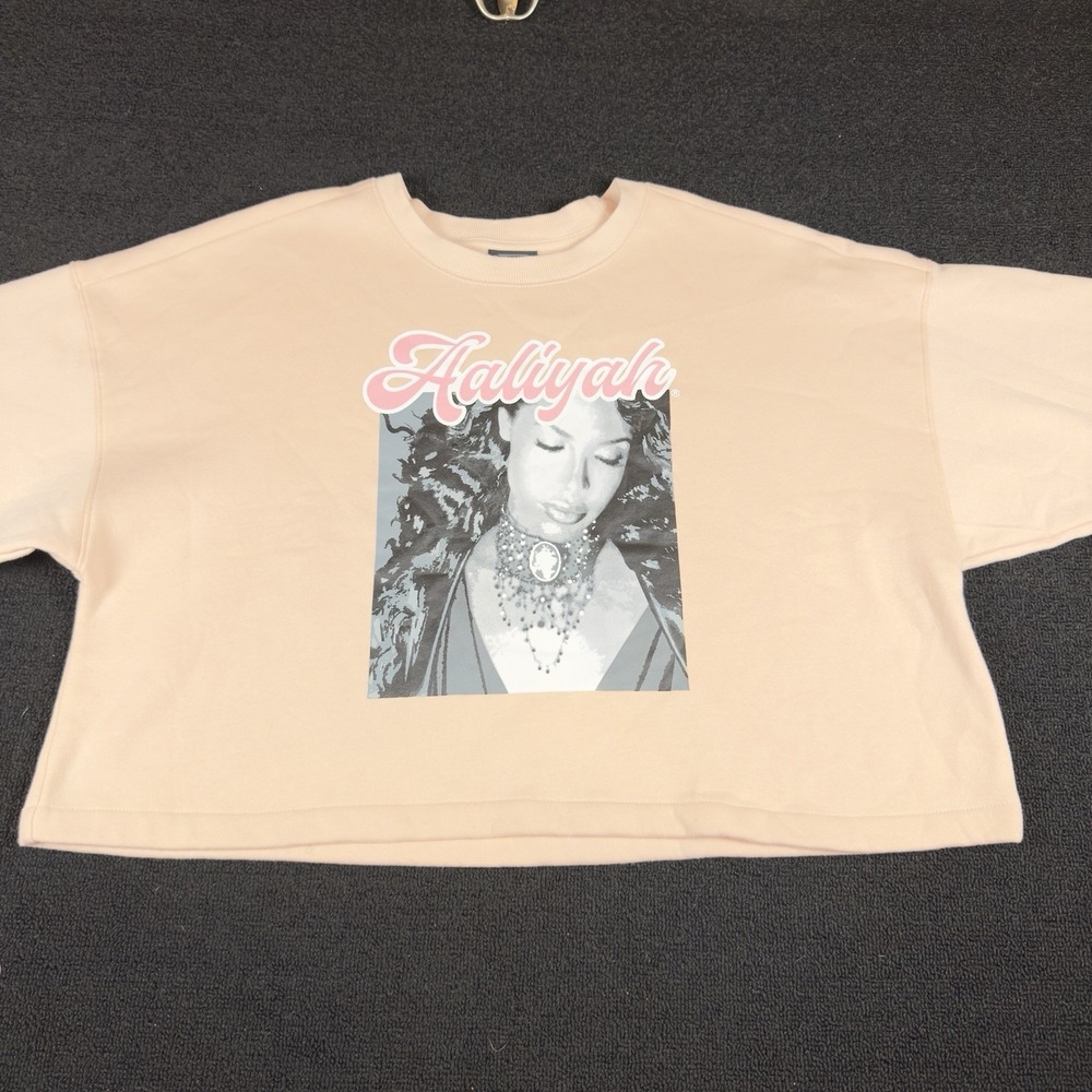 AALIYAH Branded Women's Medium Pink‎ Oversized Crop Graphic Sweatshirt 2XL - Picture 5 of 6
